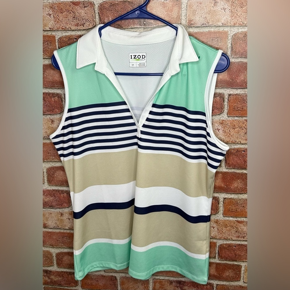 Striped Sleeveless IZOD sporty golf Top - sz L